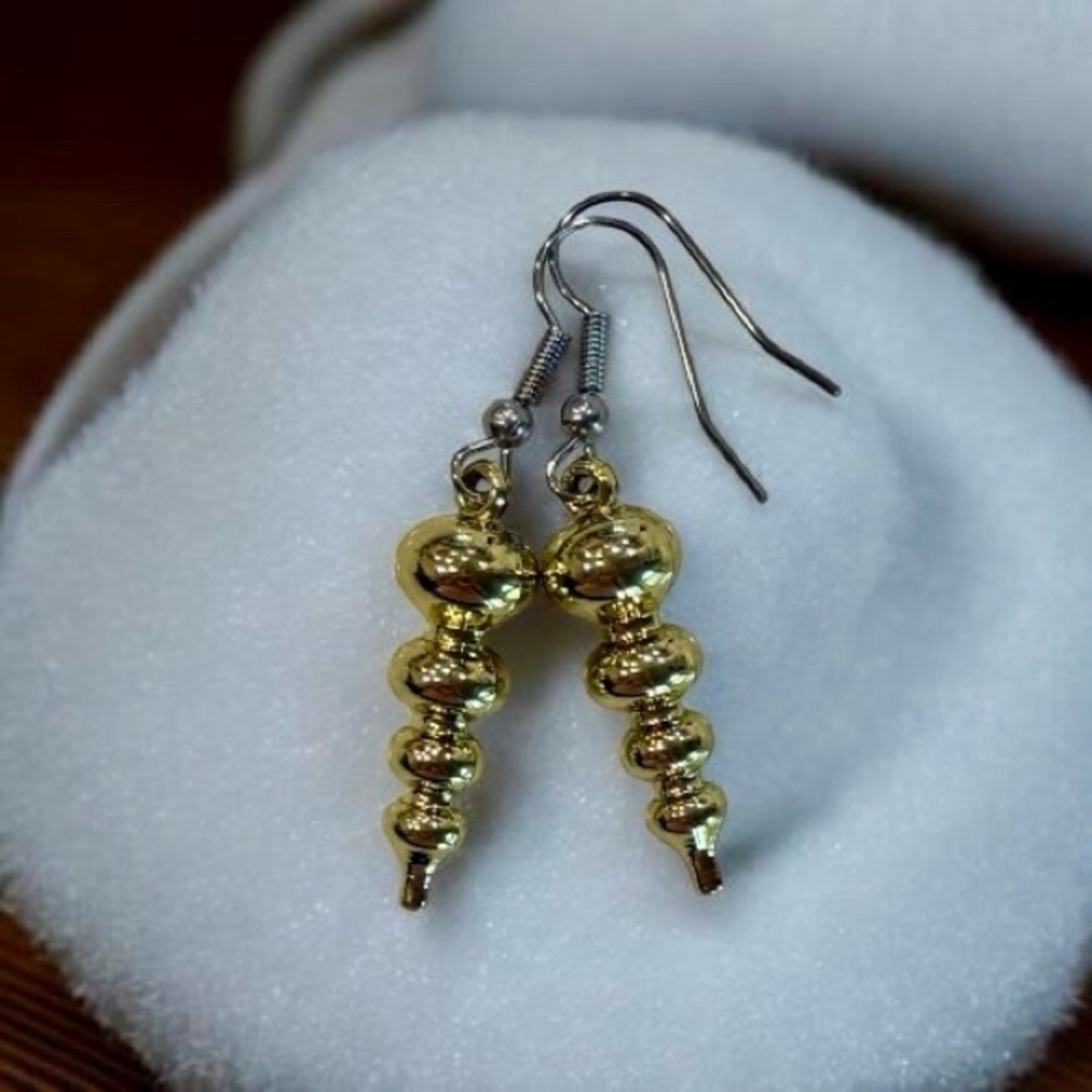 Gold Spiral Bead Drop Earrings - Women Jewelry